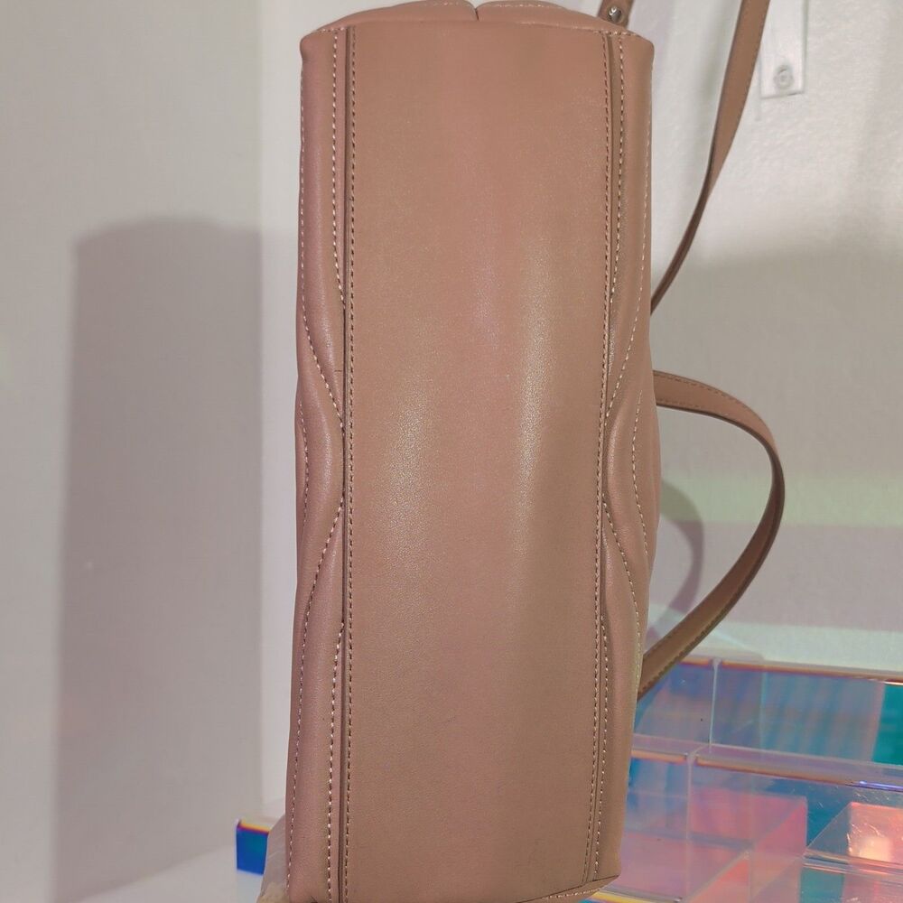 Rebecca Minkoff Brown Quilted Satchel Top Handle Bag Silver Hardware Chain Strap - Picture 10 of 14